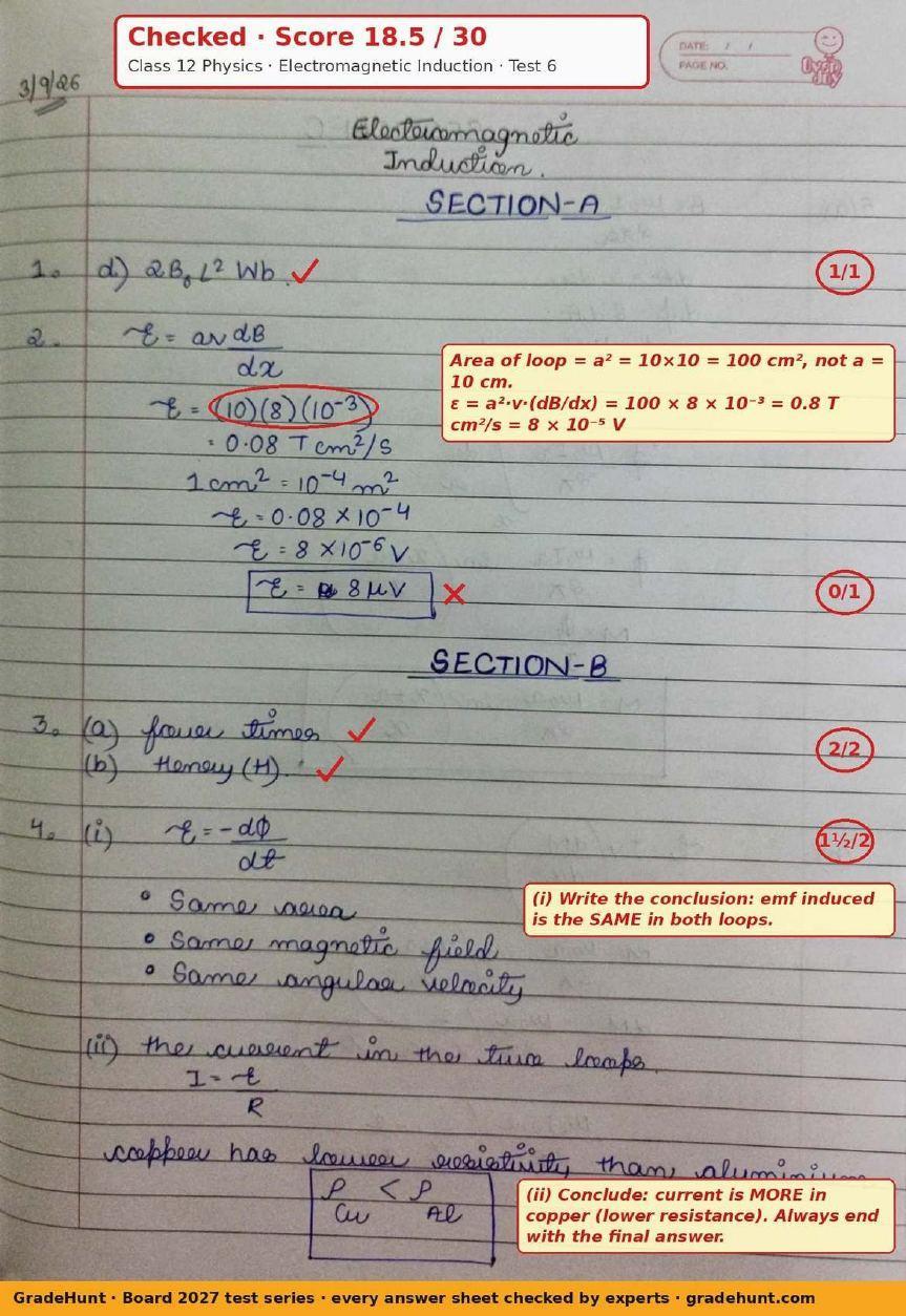 Detailed evaluation page: Class 12 · Physics