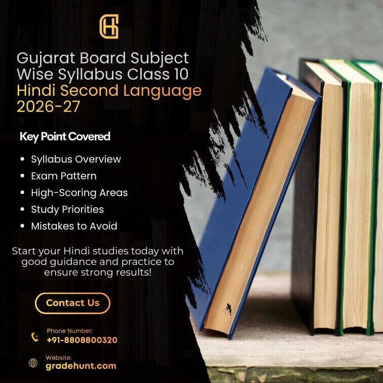 Gujarat Board Subject Wise Syllabus Class 10 Hindi Second Language 2026-27