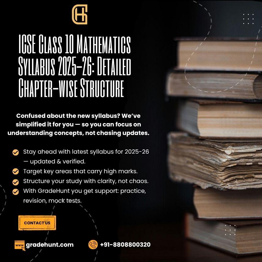 ICSE Class 10 Mathematics Syllabus 2026-27: Detailed Chapter-wise Structure