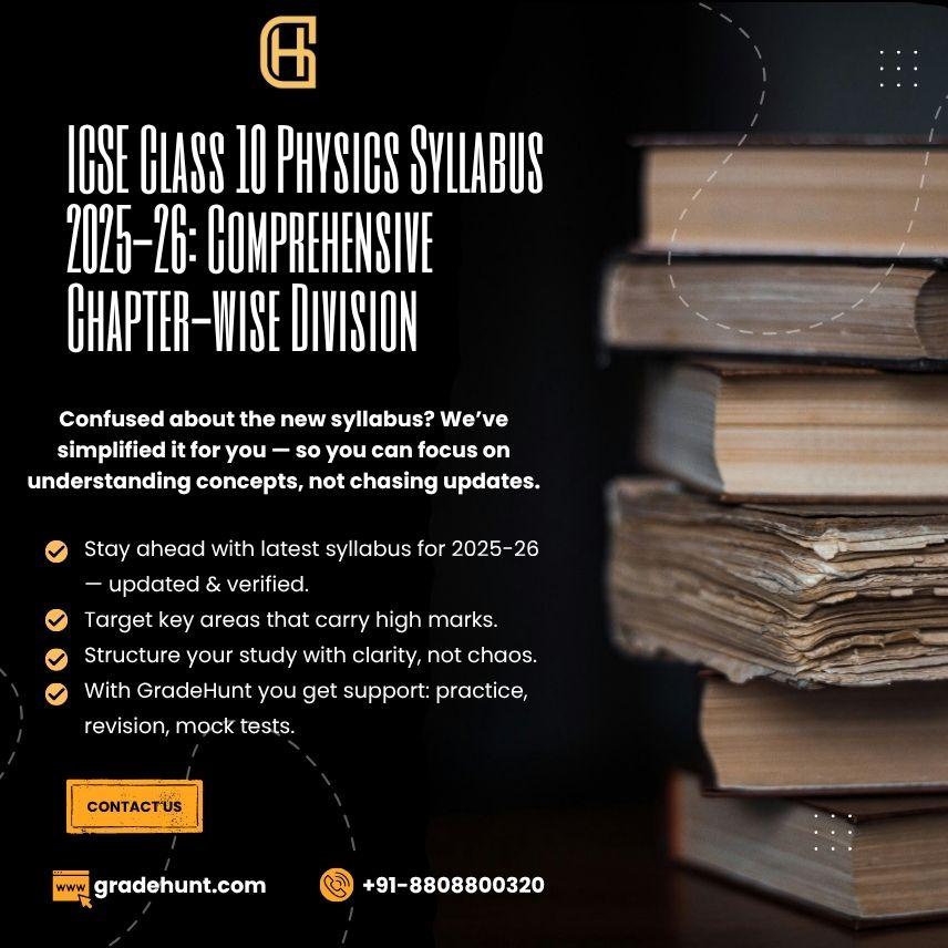 ICSE Class 10 Physics Syllabus 2026-27: Comprehensive Chapter-wise Division