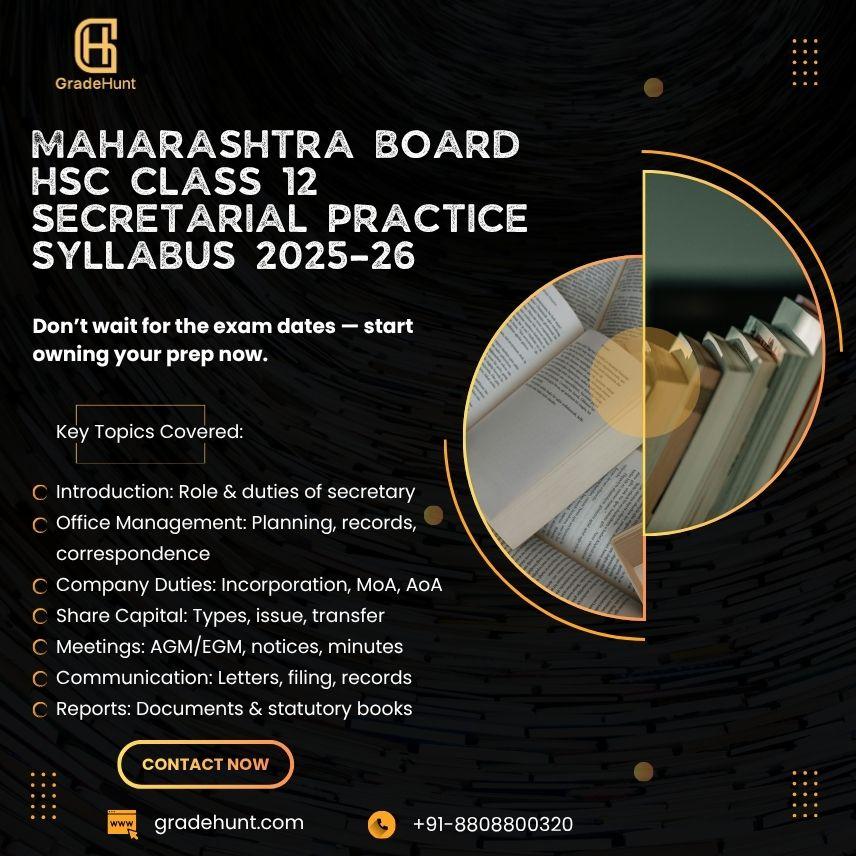 Maharashtra Board HSC Class 12 Secretarial Practice Syllabus 2026-27